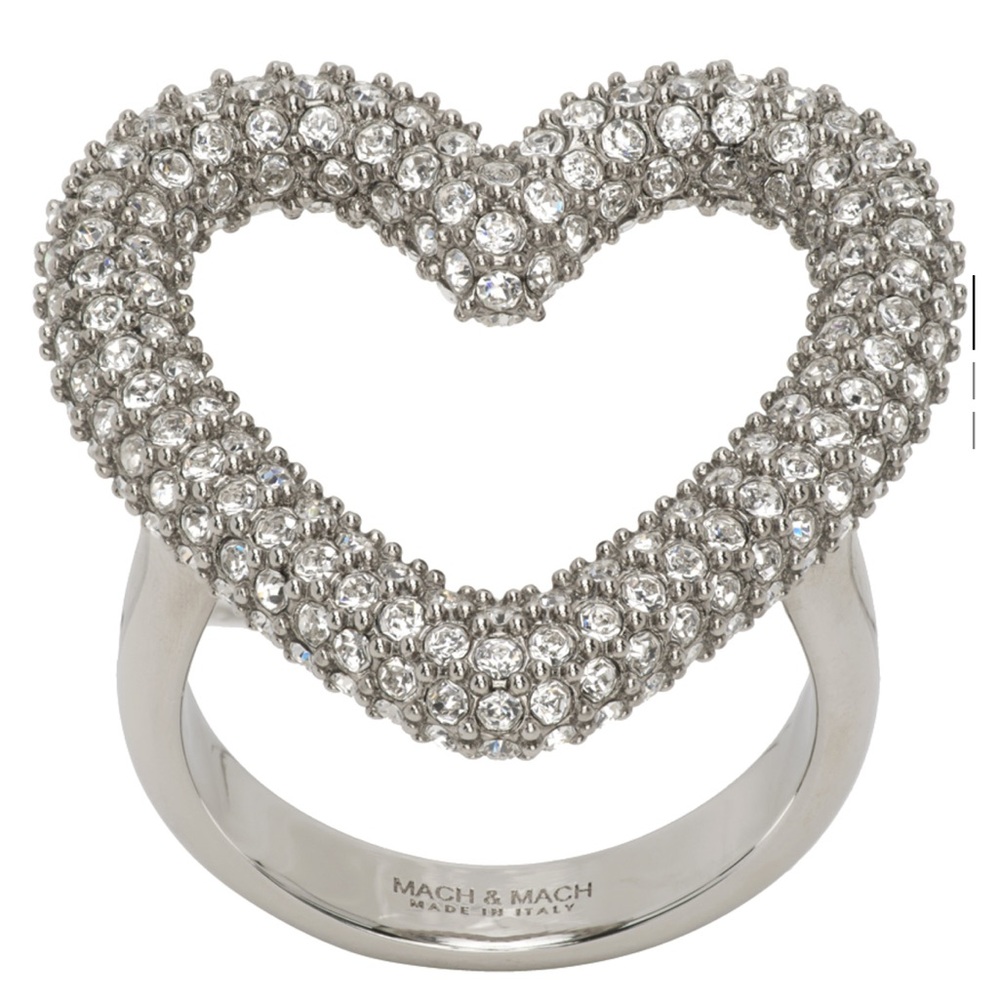MACH & MACH Silver Heart Pavé Ring